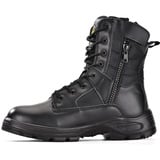 SAFEYEAR Militär Herren Arbeitsstiefel, Heavy Duty Kampf Armee Sicherheitsstiefel, Wide Fit Soft Toe, Wasserdichtes echtes Leder, Lace Up Site Taktische Polizei Sicherheit, SRC High Knöchel Zip Seite - 44 EU Weit