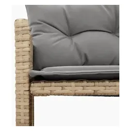 vidaXL Gartensofa in L-Form mit Tisch und Kissen Beige Poly Rattan