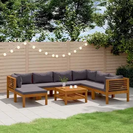 vidaXL Garten-Lounge-Set 8-tlg. grau Akazie