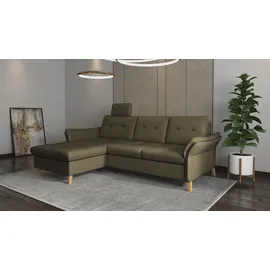 sit&more Ecksofa SIT & MORE "Göteborg", grün (olive), B:268cm H:90cm T:176cm, Sofas, Ecksofa, Sitztiefenverstellung und Federkern, wahlweise mit Bettfunktion