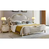 JVmoebel Schlafzimmer-Set Elegantes Schlafzimmermöbel-Set aus Leder und Holz in Grau-Beige, (Set, 3-tlg., Set), Made in Europa weiß