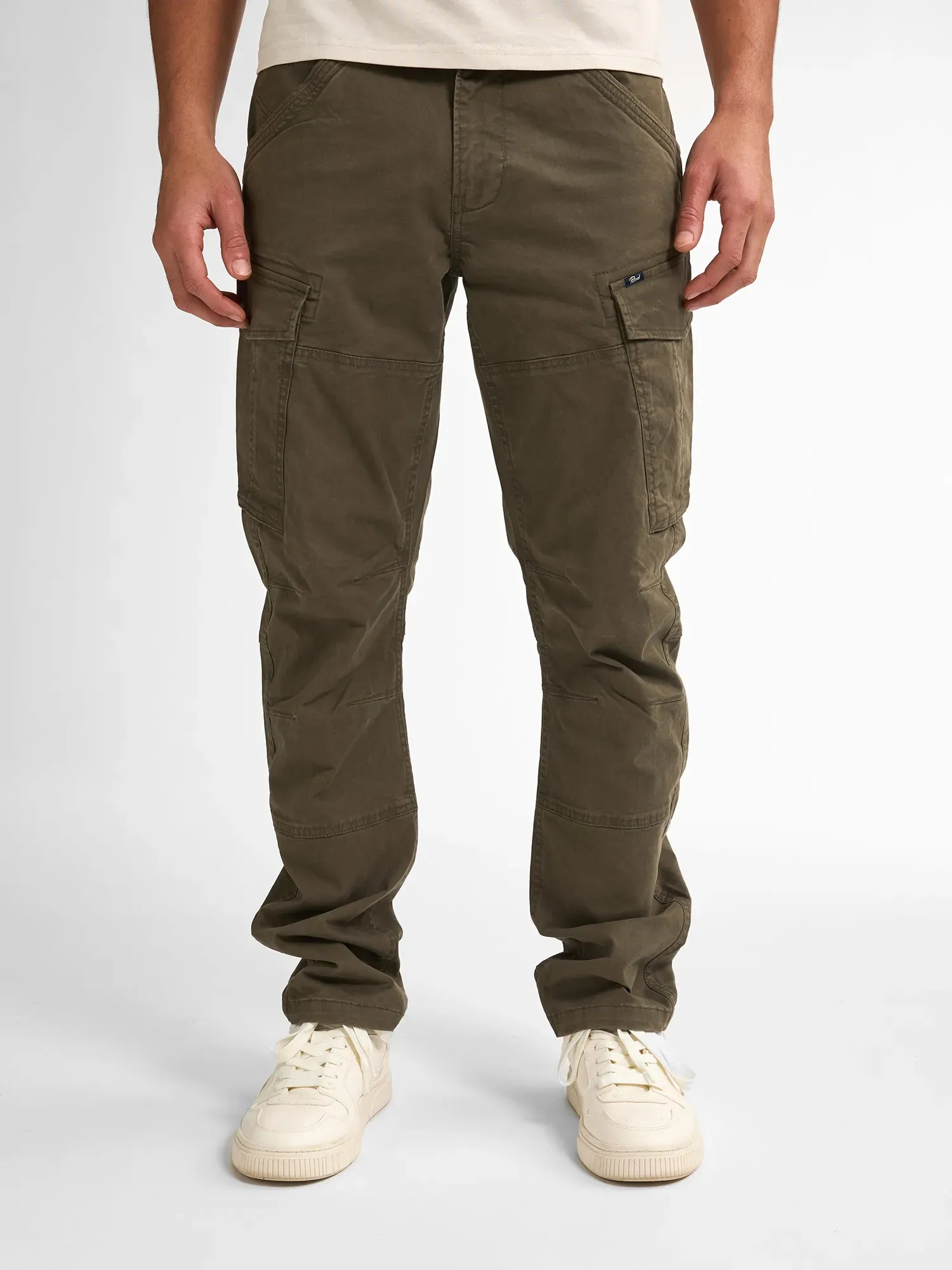 Cargohose PETROL INDUSTRIES, Herren, Gr. 31, Länge 34, grün (army grün), Web, Obermaterial: 98% Baumwolle, 2% Elasthan, normal lang, Hosen Cargohose