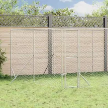 vidaXL Outdoor-Hundezwinger Silbern 4x4x2 m Verzinkter Stahl