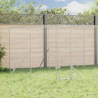 vidaXL Outdoor-Hundezwinger Silbern 4x4x2 m Verzinkter Stahl
