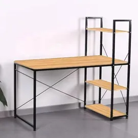 seddō Schwarzer Loft-Computertisch mit Metallregalen für Büro oder Schule - Schwarz
