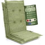 Petsation Florence Hochlehner Auflage – Gartenstuhlauflage Hochlehner mit Schaumstoff Polster, Outdoor Kissen & Stuhlkissen für Gartenstuhl, Sitzkissen Stuhl & Sitzkissen Bank, Outdoor (2, Olive)