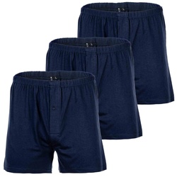 YOURBASICS Herren Jersey-Boxershorts, 3er Pack - Cotton, Eingriff mit Knopf, Muster, Multipack Blau L