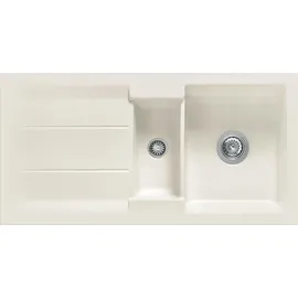 Systemceram Genea 100 rechts Einbauspüle keramik creme matt Handbetätigung 1000 x 500 mm