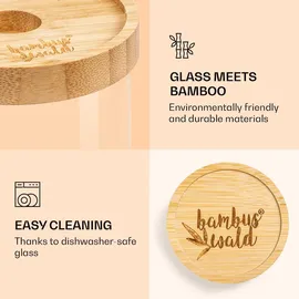 Klarstein Stapelglas mit Bambusdeckel 320 ml stapelbar luftdicht - Transparent