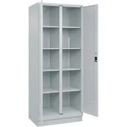 C+P Aufbewahrungs Doppel-Spind Classic PLUS, Sockel, 2 Abteile, HxBxT 195x80x50cm, Sicherheitsdrehriegel, Hellgrau/Hellgrau von PROREGAL