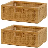 Set/2 Stabiler Regalkorb Schubfach Rattan Regalkorb Schrankkorb Korbsatz Honig