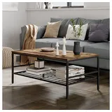 Vicco Couchtisch Fyrk, Goldkraft Eiche/Schwarz, 106 x 60 cm mit Ablage