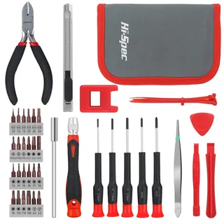 Hi-Spec 38-tlg. Computer- und Elektronik-Reparaturset. Präzisionsbits aus S2-Stahl, Schneidwerkzeuge und Öffnungshebel für Handys, Laptops, Drohnen und Technikgeräte