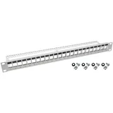 HMF UTP Keystone-Patchpanel 19 Zoll 1 HE 24 Ports RJ45 Lichtgrau