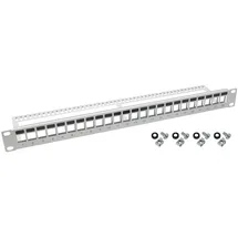 HMF UTP Keystone-Patchpanel 19 Zoll 1 HE 24 Ports RJ45 Lichtgrau