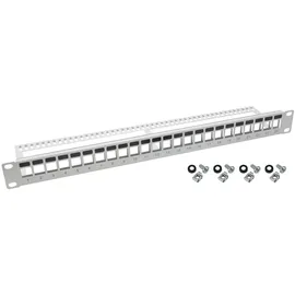 HMF UTP Keystone-Patchpanel 19 Zoll 1 HE 24 Ports RJ45 Lichtgrau