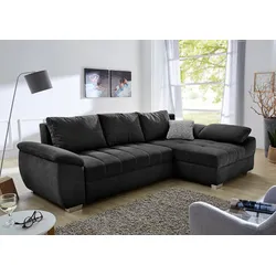 Ecksofa JOCKENHÖFER GRUPPE "Alster L-Form", schwarz, B:268cm H:76cm T:161cm, Sofas, mit Bettfunktion und Bettkasten, Ottomane links oder rechts montierbar