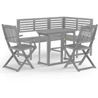 vidaXL 4-tlg Bistro-Set Massivholz Akazie Grau