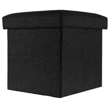 Intirilife Faltbarer Sitzhocker Leinen 30 x 30 x 30 cm Schwarz