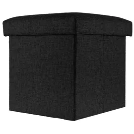 Intirilife Faltbarer Sitzhocker Leinen 30 x 30 x 30 cm Schwarz
