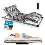 Schlaf Komfort ErgoPlus – Elektrischer Lattenrost, 7-Zonen Unterstützung, stufenlos verstellbar – Entlastet Rücken, Schulter & Wirbelsäule, erholsam schlafen - fertig montiert, Made in Germany 90x200