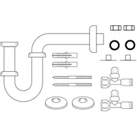Kirchhoff Waschtisch-Röhrensiphon-Set 1 1/4 Zoll x 32 mm mit Befestigung 2x Eckv