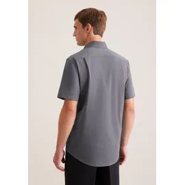 Seidensticker Businesshemd "Schwarze Rose", Herren, Gr. S38, normale Ärmellängen, grau, 100% Baumwolle, unifarben, regular fit, gerader Abschluss, Hemden, Regular 1/2 Kentkragen Uni