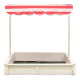 vidaXL Sandkasten mit Verstellbarem Dach Tannenholz Weiß und Rot UV50