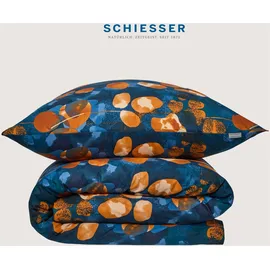 SCHIESSER Maxima Floralprint Blau-Rost 135 x 200 cm + 80 x 80 cm