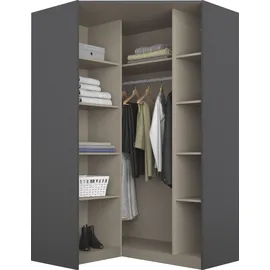 Rauch Eckkleiderschrank RAUCH "Celle", grau (graumetallic, hochglanz effektgrau), B:117cm H:197cm T:117cm, Holzwerkstoff, Schränke, Eckkleiderschrank