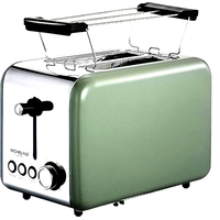 Michelino 2-Scheiben Toaster grün - silber Retro Brötchenaufsatz