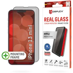 DISPLEX Privacy Panzerglas (10H) für Apple iPhone 13 mini, Eco-Montagerahmen, Privacy Filter