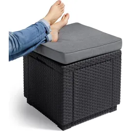 ALLIBERT Cube Sitzhocker 42 x 42 x 39 cm graphitgrau inkl. Kissen