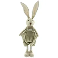 Dekoleidenschaft Dekofigur Hase mit Latzhose aus Textil, 46 cm