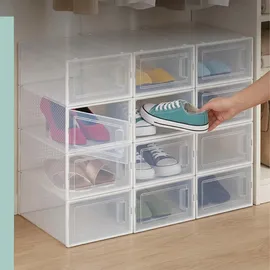 Relaxdays Schuhbox 12er Pack 1-tlg. Transparent/Weiß