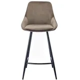 vente-unique Barhocker 2er-Set Samt  Taupe Schwarz