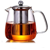 Glas-Teekanne mit Teesieb, 500 ml, Teekessel, Herdplatte, sicher für blühende und lose Blätter.