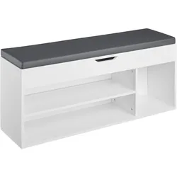 tectake® Schuhbank, für 9 Paar Schuhe, großes Klappfach, 104 x 30 x 49 cm