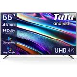 TuTu TUS55UD1A Smart TV 55 Zoll, 4K UHD Android Fernseher mit WLAN, HDR, HLG, APP Store, Triple Tuner (DVB-C/S/S2/T/T2), Bluetooth, HDMI, USB