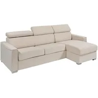 Ecksofa mit Matratze - Ecke wechselbar - Stoff - Beige - Liegefläche 160 cm - Matratze 18 cm - VIZIR