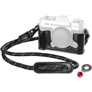 SMALLRIG X-T30 III Halbledertasche mit Schultergurt für FUJIFILM X-T30 / X-T30 II/X-T30 III, Kameratasche im Retro-Stil mit Aluminiumrahmen und Auslöserkappe, Schwarz - 5669