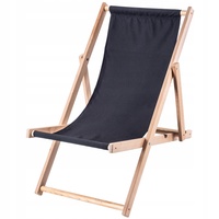 KADAX Liegestuhl, Strandstuhl aus Holz, Sonnenliege bis 120kg, Schwarz