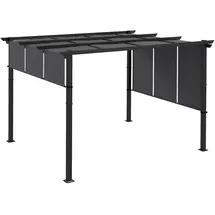 Outsunny Pavillon ca. 3,5 x 3 m Pergola, Terassenüberdachung mit Seitenwand