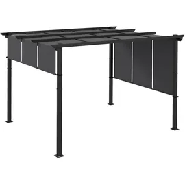 Outsunny Pavillon ca. 3,5 x 3 m Pergola, Terassenüberdachung mit Seitenwand