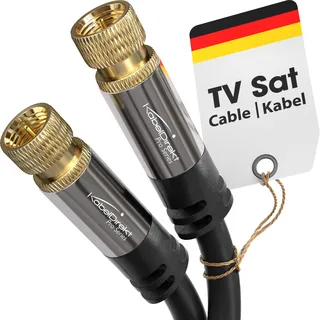 KabelDirekt – SAT Kabel, Koaxialkabel – Internet, Satellitenkabel – TV Kabel/Fernsehkabel mit F-Stecker, Metallstecker – Entwickelt in Deutschland – 20m (Radio, DVB-T2, DVB-C, DVB-S2 – schwarz)