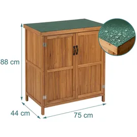 Relaxdays Gartenschrank, aufklappbares Dach, Holz, Dunkelgrün,Hellbraun