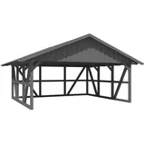 SKANHOLZ Skan Holz Carport Schwarzwald m. Dachschalung u. Rückwand 684 x 600 cm Grau