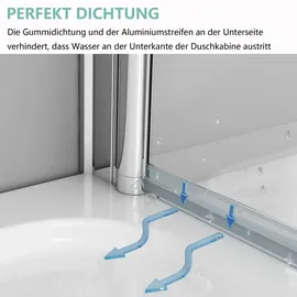 IMPTS Eckdusche mit Falttür links 120 x 90 cm Einscheibensicherheitsglas