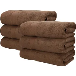 Betz 6 Stück Saunatücher Saunatuch Saunahandtuch Set Premium 100% Baumwolle Frottier XXL Badetuch Strandtuch Größe 70x200 cm Farbe nuss