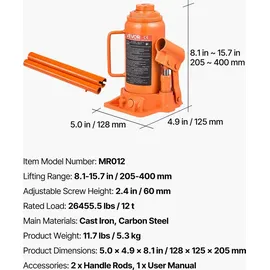 Vevor Wagenheber Gusseisen 205–400 mm orange